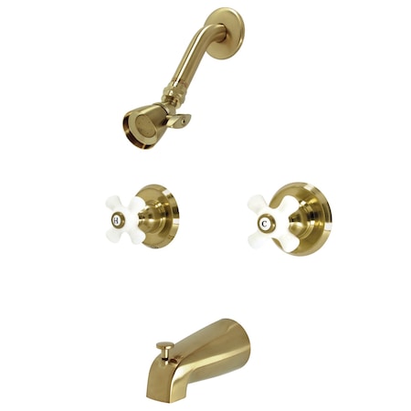 Kingston Brass KB247PX Tub and Shower Faucet, Brushed Brass KB247PX